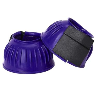 Imagem de HILASON Botas de sino de borracha Western Horse com nervuras de PVC com gancho duplo e laço para treinamento, proteção e absorção de choque