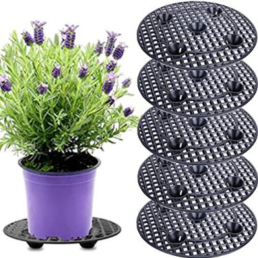 Imagem de OUKEYI Elevador De Vasos Plantas Com 6 Peças, Suporte Resistente 20 Cm / 8 Pol., Redondo Preto Para Flores, Plástico Proteção Piso Deck Jardim Interno E Externo