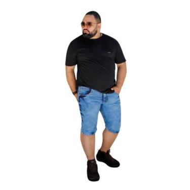 Imagem de Bermuda Jeans Plus Size Masculina - Olv Jeans, Azul, 56