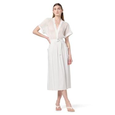 Imagem de Norma Kamali Vestido feminino Geralyn de manga curta até o meio da panturrilha, Branca de Neve, G