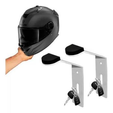 Imagem de 02 Suportes De Capacetes De Moto Universal Com Porta Chaves - Sterk