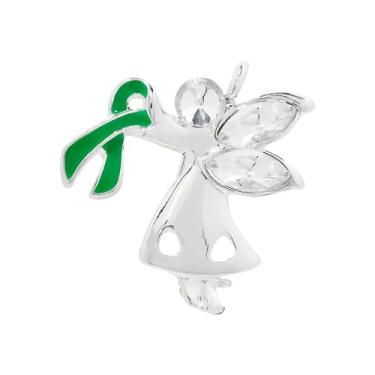 Imagem de Green Ribbon Pins de conscientização – Pacote de alfinetes para paralisia cerebral, glaucoma, saúde mental, transtorno bipolar, doação de órgãos, câncer de fígado - perfeito para dar de presente e arrecadar fundos, Banhado a prata esterlina, Banhado a prata esterlina
