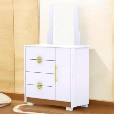 Imagem de Cômoda Sapateira 4 Gavetas Espelho Paraguai Branco Camarim - CASA H