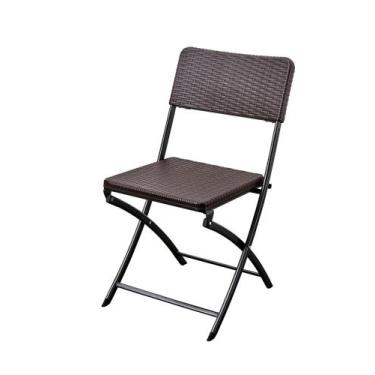 Imagem de Cadeira Dobrável Estampa Rattan Marrom Klimber - Just Home Collection