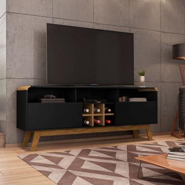 Imagem de Rack Para Tv Até 65" Larimar Bechara Preto Fosco com Cinamomo
