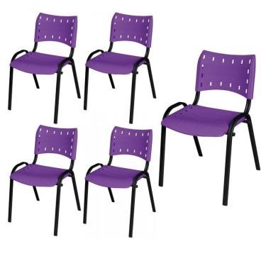 Imagem de Cadeira Iso Base Preto Escola, Escritório Violeta Kit 5 Un
