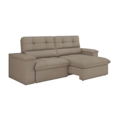 Imagem de Sofá Retrátil e Reclinável Veludo Londres Castor Luizzi