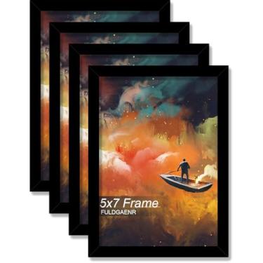 Imagem de FULDGAENR Conjunto de 4 porta-retratos 12,7 x 17,8 cm, molduras pretas para certificado de pôster, moldura de parede/mesa de alta transparência com visor vertical horizontal (pacote com 4 | Preto |