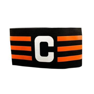 Imagem de Braçadeira Futebol Faixa Capitão Preta e Laranja Ajustável - Estilo Bo