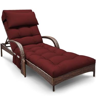 Imagem de Moutosne Almofadas de espreguiçadeira ao ar livre, almofadas de espreguiçadeira para móveis ao ar livre, à prova d'água com gravidade zero almofada com encosto de cabeça 71 x 21 x 4 polegadas