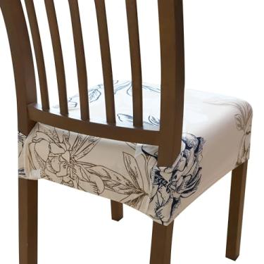 Imagem de FORCHEER Conjunto de 6 capas de assento de cadeira de jantar à prova d'água com elástico traseiro para sala de jantar, 38 a 45 cm de comprimento, com parte inferior de amarrar, antiderrapante, lavável