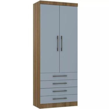 Imagem de Guarda-roupa Modulado 90cm 2 Portas 4 Gavetas Paris Luciane, Avelã/Gre