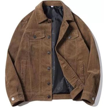 Imagem de Jaqueta De Veludo Cotelê Casual Mais Grossa De Mim, Khaki for Autumn and Spring, XXL