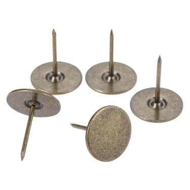 Imagem de 10 peças de pregos de estofamento de bronze antigo cabeça redonda plana pinos de metal 19 x 22 mm tachas vintage estojo de joias decoração de sofá de vinho