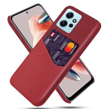 Imagem de Capa para Xiaomi Redmi Note 12 4G,Tela e tampa de couro PU,Antideslizante,360°cobertura completa à prova de choque com 1 slot de cartão atrás,Prevenção de queda-Red