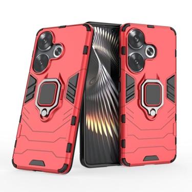 Imagem de Capa Protetora Magnética Anti-quedas para Xiaomi Mi Poco F6 5G, Redmi Turbo 3, Suporte Giratório + Proteção Militar (Vermelho)