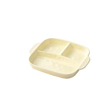 Imagem de Prato de jantar chinês simples e requintado de cerâmica resistente a altas temperaturas de três grades com redução de gordura - prato de jantar binaural branco leitoso