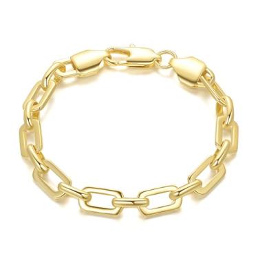 Imagem de BENOITE Pulseiras de ouro para mulheres e homens, pulseira de corrente de ouro 14K para mulheres, pulseira de ouro, unissex, design de clipe de papel, cinco tamanhos (16,5 a 23 cm), presentes em