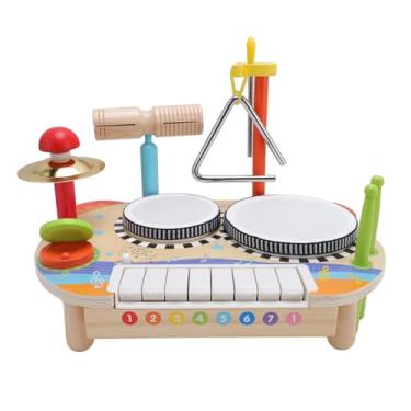 Imagem de Asixxsix Instrumento Musical de bebê, Kids Drum Set Batencing Piano Percussion Instrument, Montessori Educational Wooden Musical Toys, Educação Em Idade pré -escolar Aprendizagem Precoce