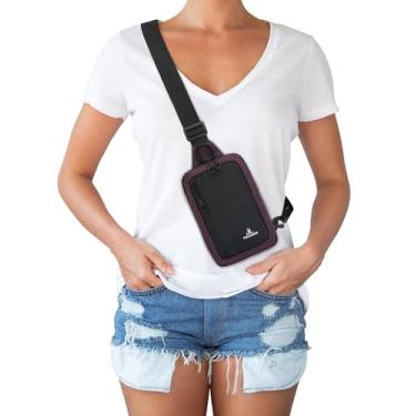 Imagem de Peicees Bolsa tiracolo pequena, bolsa de peito, bolso duplo, resistente à água, pochete para corrida, para homens, mulheres, treino, viagens, Roxa, Small, Bolsa tiracolo