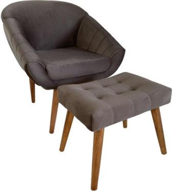 Imagem de Kit Poltrona Giovana Puff Capitonê Luxo e Almofadas em Sued Premium - 