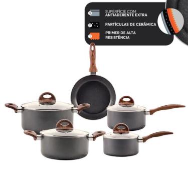 Imagem de Jogo De Panelas Brinox Antiaderente Ceramic Indução 5 Peças