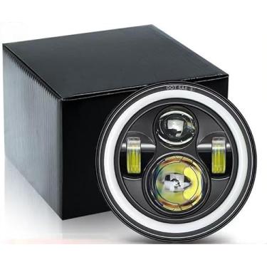 Imagem de zoomto Farol de LED redondo de 14,6 cm para motocicleta, compatível com Harley Sportster Dyna Low Rider Street Bob lron 883 1200 Softail Wide Glide Triple Headlamp, 1 peça