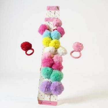 Imagem de Kit 10 Elásticos Xuxinha de cabelo com Pompom colorido - Lynx Prodecom