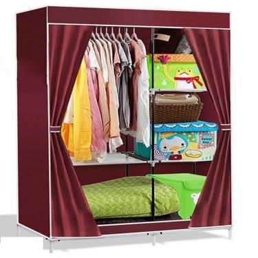 Imagem de Guarda Roupa Grande 105cm Cabideiro Arara Organizador Portatil Sapateira Dobravel Multiuso Praia Vermelho; Tamanho: U