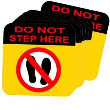 Imagem de Morbanner Adesivos Do Not Step Here, etiquetas autoadesivas de vinil de 12 cm para piscina, escritório, escola, hotel, armazém (10 peças)