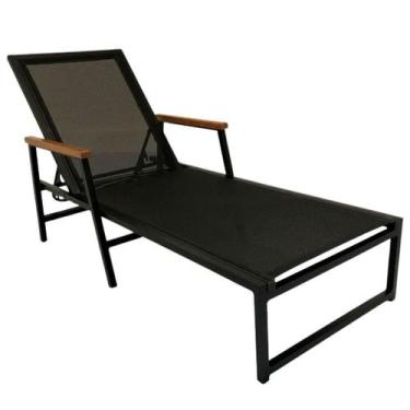 Imagem de Espreguiçadeira de Piscina Frésia Amélia Alumínio e Tela Sling Braços 