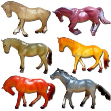 Imagem de Kit 6 Cavalos Selvagens Animais Vinil Grandes Pinturas Realistas Brinquedo e Maquetes