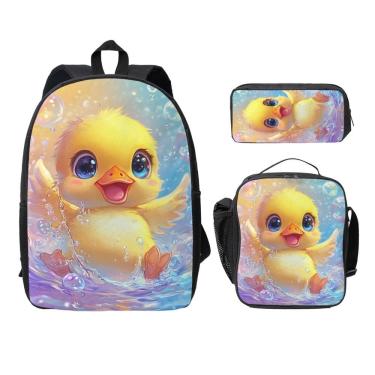 Imagem de Mochila Trimety Cute Duck, conjunto escolar de 3 peças para crianças
