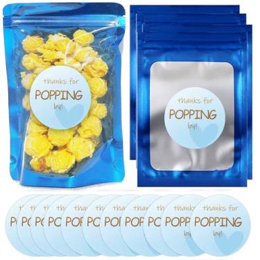 Imagem de Conjunto de 50 sacos de petiscos prontos para estourar chá de bebê, bolsas com zíper para lembrancinhas de chá de bebê, armazenamento de alimentos, suprimentos de festa de revelação de gênero (azul)
