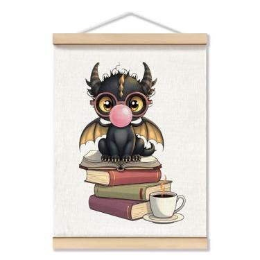 Imagem de TopXmai Lindo livro preto dragão decoração de arte de parede, presentes para amantes de livros para mulheres, presentes para amantes de livros, decoração para biblioteca, sala de aula, recanto de