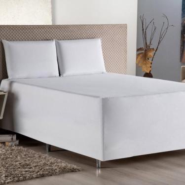 Imagem de Jogo De Lençol Conjugado Casal Algodão Cama Box Branco - Beatriz Enxov