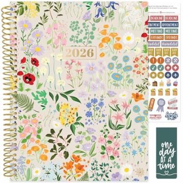 Imagem de bloom daily planners Agenda 2026 (janeiro a dezembro) - 21,6 cm x 28 cm Livro organizador de agenda semanal e mensal com adesivos e abas - capa macia flexível - festa no jardim, bege