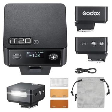 Imagem de Godox iT20 S iT20-S com suporte para sapata, flash TTL para Sony, de potência máxima de 700 Hz, tempo de reciclagem de 1,5 s, bateria de lítio integrada, mini Speedlight (sem HSS, preto)
