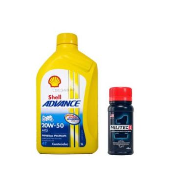 Imagem de Óleo Shell Advance 20w50 Militec 40 Ml Para Motos