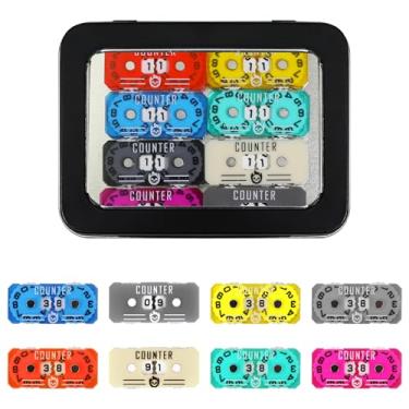 Imagem de SIXPIONTS 8Pcs Acrylic Mini Life Counters - Colorful Health Point Trackers Compatible with Magic The Gathering Commander Deck, LCG/RPG/D&D/MTG/CCG/TCG Gaming Table Games Accessories (8PCS/BOX Color A)