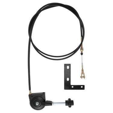 Imagem de Partuto Cabo de controle do acelerador de escavadeira com suporte de montagem para EX230, fio de controle flexível manual de 2,5 m com botão preto, cabo de controle de motor de escavadeira de resposta