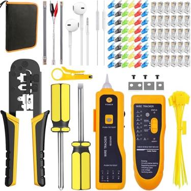 Imagem de LEATBUY-TECH Leatbuy Network Tool Kit Set, Testador De Cabos Ferramentas De Reparo Cortador De Decapagem De Fios, Crimpador De Plugue Coaxial, Punch Down Rj11 Rj45 Cat5 Cat6 Detector De Dados De Fio