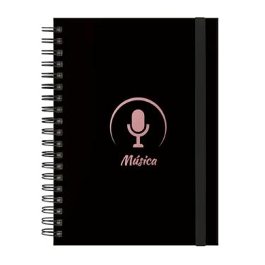 Imagem de Caderno Colegial Plus 10 Matérias Profissões Música (Preto e Rosê)