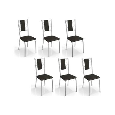 Imagem de Kit 6 Cadeiras Sala Jantar Lisboa C076CR Aço 6 Un Cromada/ano Preto - Kappesberg