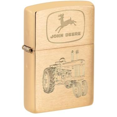 Imagem de Zippo John Deere Isqueiro de bolso de latão escovado com design de trator