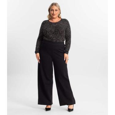 Imagem de Calça Plus Size Feminina Pantalona Secret Glam Preto, Plus G2, Preto