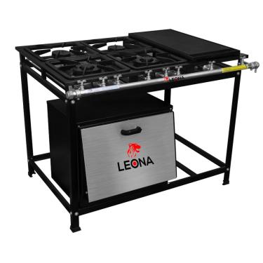 Imagem de Fogão Industrial 4 Bocas com Chapa 30x30 P7 com Forno Leona