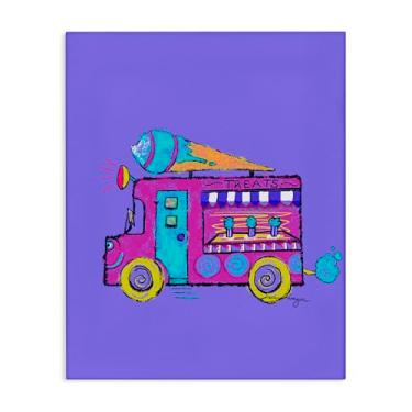 Imagem de Stupell Industries Arte de parede em tela de caminhão de sorvete roxo vibrante por Susan Lugar, 20 x 16
