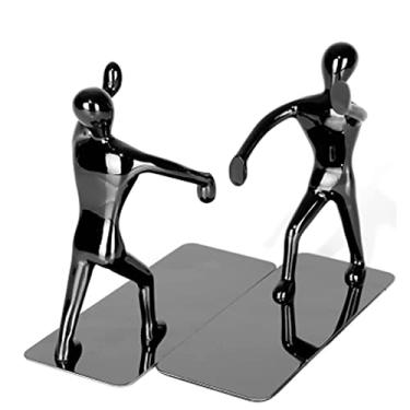 Imagem de Suportes de livros antiderrapantes resistentes Kung Fu Man extremidades de livro de aço inoxidável para decoração de escritório doméstico criativo para livros pesados