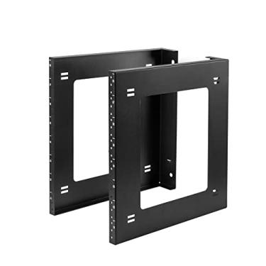 Imagem de RIVECO Montagem em rack de mesa e parede 8U separada gratuitamente, 2 peças firmes, sem necessidade de montagem, prateleiras simples sem ferramentas para equipamentos de rede e eletrônicos AV HiFi